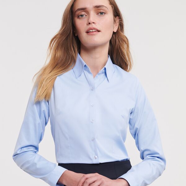 Russell Collection Ladies Long Sleeve Herringbone Shirt Thumbnail